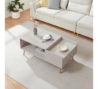 [en.casa] Tavolino da Salotto con Cassetto Laterale e Scomparto Aperto Tavolo Basso Centrale da Caffè con Ripiano per Soggiorno Ufficio Studio 106 x 59 x 44 cm - Bianco