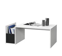 [en.casa] Tavolino da Salotto con Vano Laterale Tavolo Basso da Caffè con Scomparto Portaoggetti per Soggiorno Studio Living 90 x 45 x 35 cm - Bianco