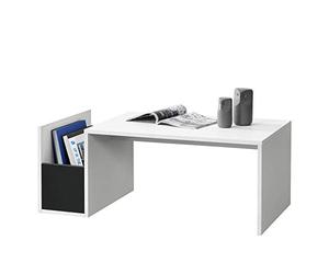 [en.casa] Tavolino da Salotto con Vano Laterale Tavolo Basso da Caffè con Scomparto Portaoggetti per Soggiorno Studio Living 90 x 45 x 35 cm - Bianco