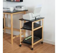 [en.casa] Tavolino Laterale a Rotelle Consolle Portatile da Divano Porta Stampante Scaffale Basso a 2 Ripiani con Ruote 61 x 51 x 36 cm Nero/Effetto Legno