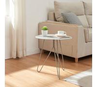 [en.casa] Tavolino Laterale con Gambe a Forcina Hairpin Tavolino da Caffè a Piano Rotondo 45 x Ø43 cm in Metallo per Soggiorno Salotto Camera da Letto - Grigio Opaco