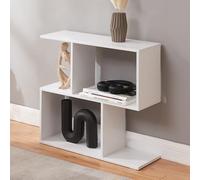 [en.casa] Tavolino Laterale Consolle da Divano con Vani Portaoggetti Mobile Basso Scomparti Ripiani Aperti per Soggiorno Camera da Letto Ingresso 57 x 60 x 20 cm - Bianco