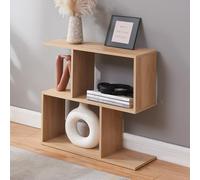 [en.casa] Tavolino Laterale Consolle da Divano con Vani Portaoggetti Mobile Basso Scomparti Ripiani Aperti per Soggiorno Camera da Letto Ingresso 57 x 60 x 20 cm - Effetto Rovere
