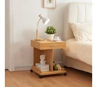 [en.casa] Tavolino Laterale da Divano Comodino in Bambù Naturale con 4 Rotelle Mobiletto con Cassetto e Scomparto Tavolino Basso 56,5 x 43 x 43 cm