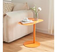 [en.casa] Tavolino Laterale da Divano Tavolino in Metallo uso Esterno e Interno Tavolo Consolle con Piano di Appoggio Trapezoidale - Arancione