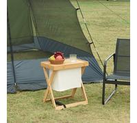 [en.casa] Tavolino Pieghevole da Esterno Interno Tavolino in Bambù con Piano e Contenitore Rimovibili Tavolino da Caffè 53 x 48 x 32 cm