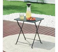 [en.casa] Tavolino Pieghevole da Giardino con Piano Quadrato Tavolo Richiudibile da Campeggio da Esterno Interno 45 x 40 x 40 cm in Acciaio - Nero