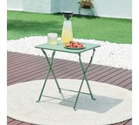 [en.casa] Tavolino Pieghevole da Giardino con Piano Quadrato Tavolo Richiudibile da Campeggio da Esterno Interno 45 x 40 x 40 cm in Acciaio - Verde