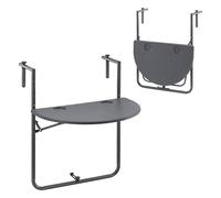 [en.casa] Tavolino Pieghevole/Ribaltabile da Balcone - Tavolo a Sospensione Regolabile in Altezza - Piano Semicerchio (LxP): 60 x 40 cm - Grigio Scuro
