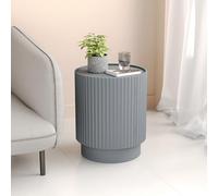 [en.casa] Tavolino Rotondo ad Anta e 2 Scomparti Tavolo Basso da Divano Comodino con Ripiano Interno per Salotto Soggiorno Camera da Letto Ingresso 49 x Ø40 cm - Grigio