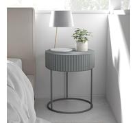 [en.casa] Tavolino Rotondo con Cassetto 46 x Ø40 cm Comodino con Telaio in Metallo Tavolo Basso da Divano Caffè per Soggiorno Salotto Camera da Letto Ingresso - Grigio