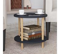 [en.casa] Tavolino Rotondo da Salotto con 2 Piani di Appoggio e Gambe Cilindriche Tavolino da Caffè Tavolo Basso da Divano Design Compatto 49xØ42 cm Grigio