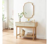 [en.casa] Tavolo a Consolle con 2 Cassetti e Ripiano Tavolo Rettangolare da Ingresso Corridoio Mobile Stretto a 2 Piani di Appoggio 100 x 40 x 80 cm - Effetto Rovere/Avena Oatmeal