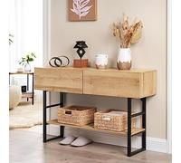 [en.casa] Tavolo a Consolle con Cassetti e Ripiano Mobile Contenitore Alto da Ingresso Corridoio 75 x 120 x 30 cm Telaio in Metallo - Effetto Rovere