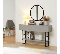 [en.casa] Tavolo a Consolle con Cassetti e Ripiano Mobile Contenitore Alto da Ingresso Corridoio 75 x 120 x 30 cm Telaio in Metallo - Grigio Chiaro