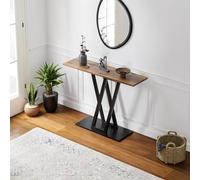 [en.casa] Tavolo a Consolle con Piano Rettangolare e Telaio in Acciaio Consolle Salvaspazio per Ingresso Corridoio Soggiorno 110 x 30 x 80 cm - Nero/Effetto Noce