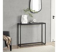 [en.casa] Tavolo a Consolle da Ingresso Corridoio 80 x 100 x 30 cm Tavolo Stretto con Piano di Appoggio in MDF Effetto Marmo Nero Telaio Rettangolare in Metallo Nero