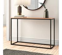 [en.casa] Tavolo a Consolle da Ingresso Corridoio 80 x 100 x 30 cm Tavolo Stretto con Piano di Appoggio in MDF Effetto Rovere Telaio Rettangolare in Metallo Nero