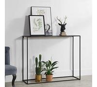 [en.casa] Tavolo a Consolle in Metallo 92 x 115 x 32 cm Mobile Alto Stretto per Ingresso Corridoio Tavolo da Appoggio - Nero