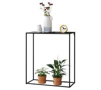 [en.casa] Tavolo a Consolle in Metallo 92 x 80 x 32 cm Mobile Alto Stretto per Ingresso Corridoio Tavolo da Appoggio - Nero