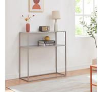 [en.casa] Tavolo a Consolle in Metallo Mobile da Ingresso Corridoio 80 x 80 x 30 cm Consolle Stretto con 2 Piani di Appoggio - Grigio Chiaro