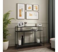 [en.casa] Tavolo a Consolle in Metallo Tavolo Alto e Stretto con 3 Ripiani Consolle Decorativo per Ingresso Corridoio 78 x 110 x 30 cm - Nero