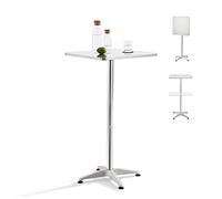 [en.casa] Tavolo Alto da Bar ad Altezza Regolabile 75/115 cm Tavolino da Bistrot con Piano Quadrato Ribaltabile 60x60 cm da Esterno e Interno - Colore Argento