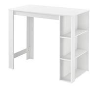 [en.casa] Tavolo Alto da Bar Bancone da Cucina a 3 Ripiani Laterali Penisola Salvaspazio con Scomparti Vani Aperti 120 x 60 x 106 cm - Bianco