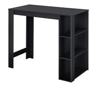 [en.casa] Tavolo Alto da Bar Bancone da Cucina a 3 Ripiani Laterali Penisola Salvaspazio con Scomparti Vani Aperti 120 x 60 x 106 cm - Nero