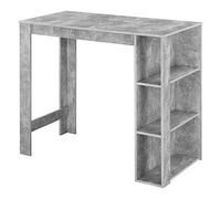 [en.casa] Tavolo Alto da Bar Bancone da Cucina a 3 Ripiani Laterali Penisola Salvaspazio con Scomparti Vani Aperti 120 x 60 x 106 cm - Effetto Cemento
