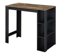 [en.casa] Tavolo Alto da Bar Bancone da Cucina a 3 Ripiani Laterali Penisola Salvaspazio con Scomparti Vani Aperti 120 x 60 x 106 cm - Nero/Effetto Rovere Scuro