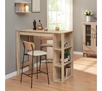 [en.casa] Tavolo Alto da Bar Bancone da Cucina a 3 Ripiani Laterali Penisola Salvaspazio con Scomparti Vani Aperti 120 x 60 x 106 cm - Effetto Rovere