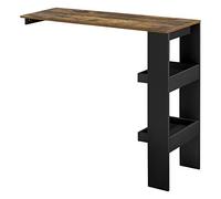 [en.casa] Tavolo Alto da Bar con 2 Ripiani Laterali Bancone a Parete da Cucina Penisola con 2 Vani Scomparti Aperti Tavolo da Muro 120 x 45 x 106 cm - Effetto Rovere Scuro/Nero