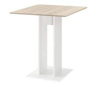 [en.casa] Tavolo con Piano Quadrato da Cucina Tavolo a Colonna da Bar per Sala da Pranzo Monolocale Angolo Cottura 65 x 65 x 78 cm - Effetto Rovere/Bianco