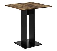 [en.casa] Tavolo con Piano Quadrato da Cucina Tavolo a Colonna da Bar per Sala da Pranzo Monolocale Angolo Cottura 65 x 65 x 78 cm - Effetto Noce/Nero
