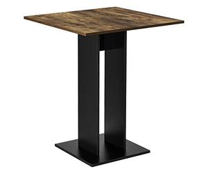 [en.casa] Tavolo con Piano Quadrato da Cucina Tavolo a Colonna da Bar per Sala da Pranzo Monolocale Angolo Cottura 65 x 65 x 78 cm - Effetto Noce/Nero
