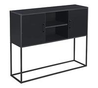 [en.casa] Tavolo Consolle (AxLaxP) 90 x 109 x 30 cm Mobile Basso a 2 Ante e Scomparti Aperti, Telaio in Metallo - Nero