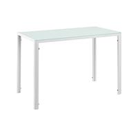 [en.casa] Tavolo da Pranzo con Piano Rettangolare 105 x 60 cm in Vetro Laccato e Telaio in Acciaio Fino a 4 Persone per Cucina Sala Studio - Bianco