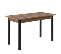 [en.casa] Tavolo da Pranzo Minimalista con Piano Rettangolare 120 x 60 cm a 4 Posti Tavolo da Cucina Sala Soggiorno Postazione di Lavoro Ufficio - Effetto Noce/Nero