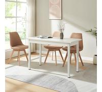 [en.casa] Tavolo da Pranzo Minimalista con Piano Rettangolare 120 x 60 cm a 4 Posti Tavolo da Cucina Sala Soggiorno Postazione di Lavoro Ufficio - Bianco