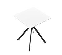[en.casa] Tavolo da Pranzo Moderno Piano Quadrato 60x60 cm in MDF Laccato Gambe in Metallo Tavolo per Cucina Sala Pranzo Ristoranti Caffetterie - Bianco/Nero