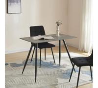 [en.casa] Tavolo Moderno da Sala Pranzo con Piano Rettangolare 100 x 60 cm in MDF Effetto Cemento Gambe in Acciaio Nero Postazione di Lavoro Studio