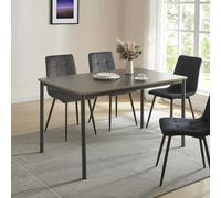 [en.casa] Tavolo Moderno da Sala Pranzo con Piano Rettangolare 120 x 70 cm in MDF Grigio Gambe in Acciaio Nero Postazione di Lavoro Studio