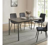 [en.casa] Tavolo Moderno da Sala Pranzo con Piano Rettangolare 140 x 80 cm in MDF Grigio Gambe in Acciaio Nero Postazione di Lavoro Studio