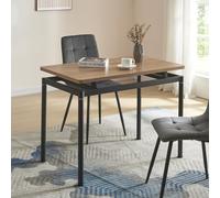 [en.casa] Tavolo Moderno da Sala Pranzo con Piano Rettangolare in MDF Effetto Rovere 100 x 60 cm Gambe in Acciaio Nero Postazione di Lavoro Studio