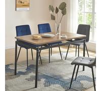 [en.casa] Tavolo Moderno da Sala Pranzo con Piano Rettangolare in MDF Effetto Rovere 120 x 70 cm Gambe in Acciaio Nero Postazione di Lavoro Studio