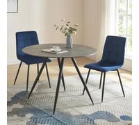 [en.casa] Tavolo Moderno da Sala Pranzo con Piano Rotondo Ø100 cm in MDF Effetto Cemento Gambe in Acciaio Nero Postazione di Lavoro Studio