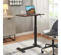 [en.casa] Tavolo per Notebook con Piano Regolabile in Altezza e Telaio a C con Rotelle Tavolino Laterale da Divano Letto Consolle Ufficio 92x68x36 cm Effetto Noce/Nero