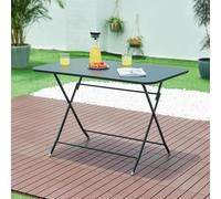 [en.casa] Tavolo Pieghevole con Piano Rettangolare 110x70 cm Tavolo Portatile da Esterno Interno Tavolo Richiudibile in Acciaio Mobile da Giardino Terrazza Balcone - Nero