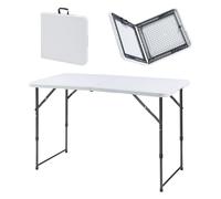 [en.casa] Tavolo Pieghevole da Picnic Campeggio Tavolo Portatile da Giardino Terrazza Piano Tavolo 120 x 60 cm Regolabile in Altezza - Bianco
